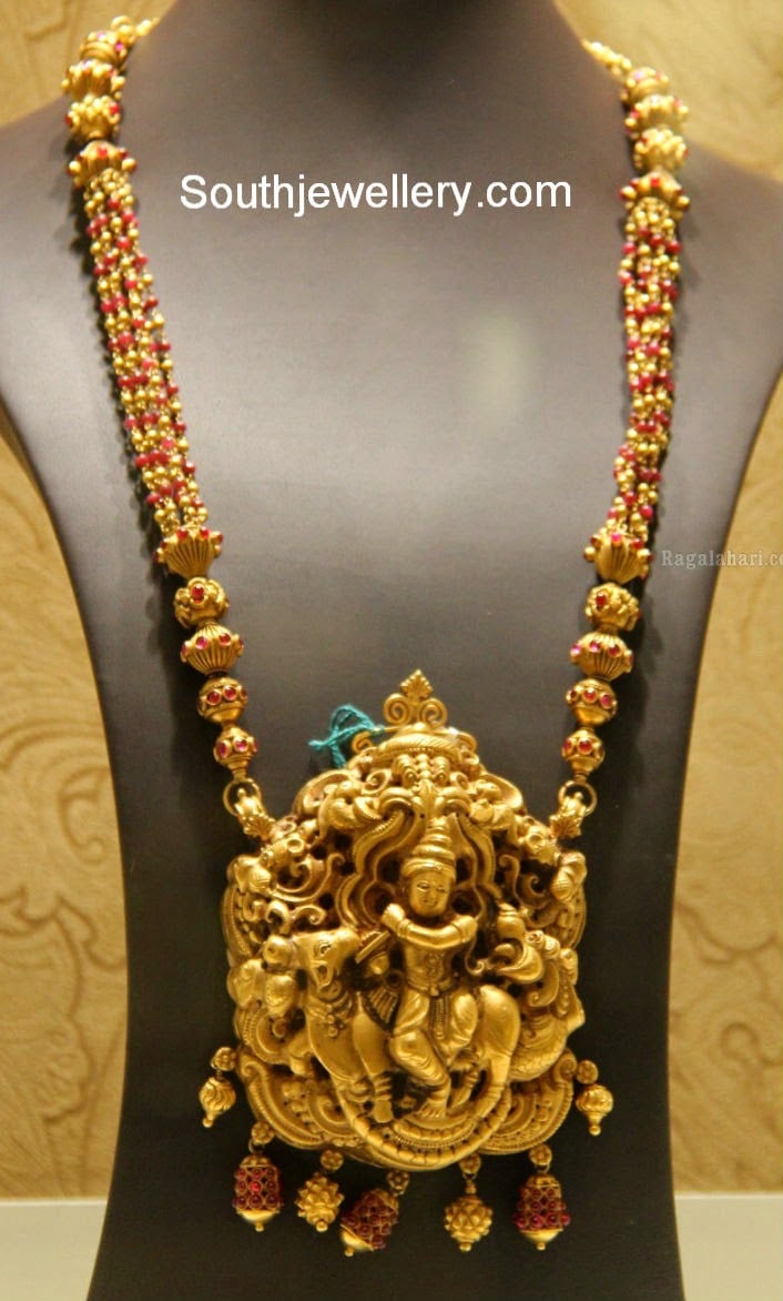Antique Long Chain with Lord Krishna Pendant Jewellery Designs