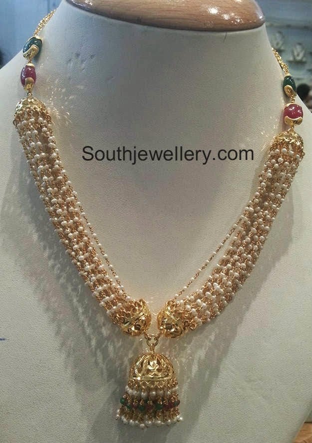 Multiple Strings Pearls Necklace Jewellery Designs