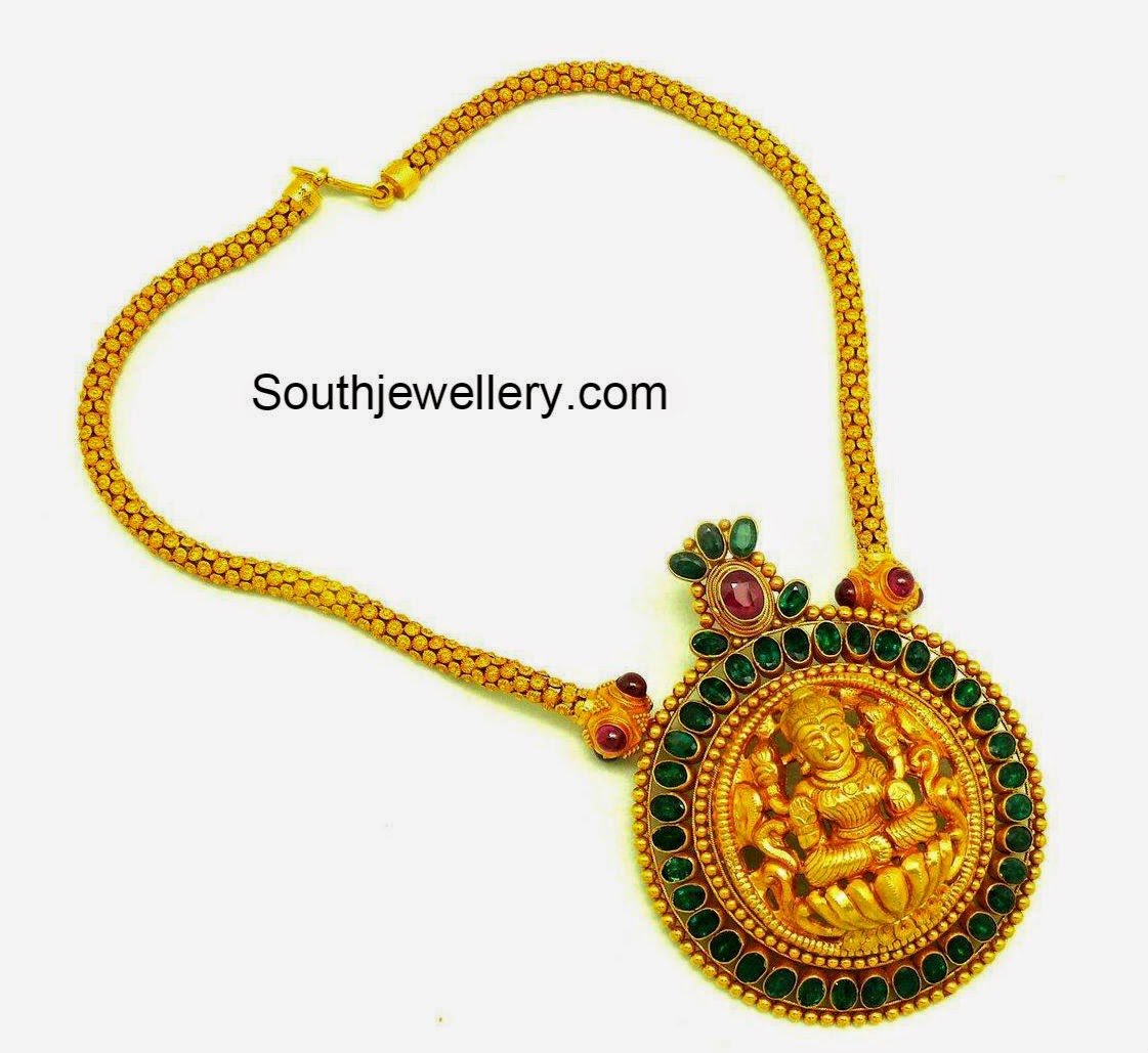 Gold Chain with Lakshmi Pendant Jewellery Designs