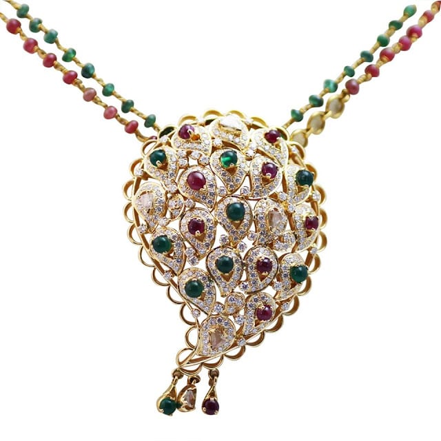 Ruby, Emerald and Diamond Pendant Indian Jewellery Designs