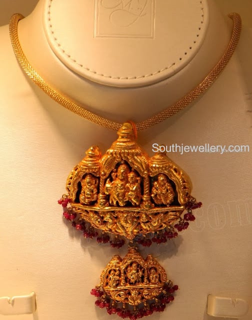 Heavy Temple Pendant Jewellery Designs