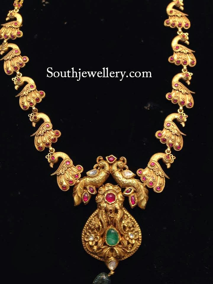 Antique Peacock Haram Indian Jewellery Designs