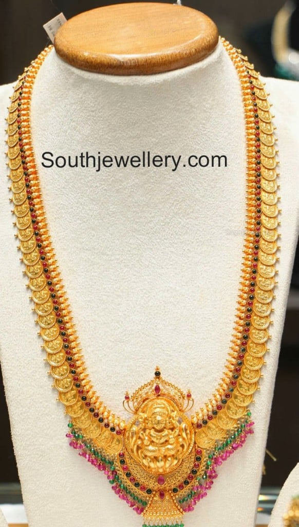 Heavy Lakshmi Kasulaperu | Gold jewelry fashion, Temple jewellery earrings,  Gold necklace designs