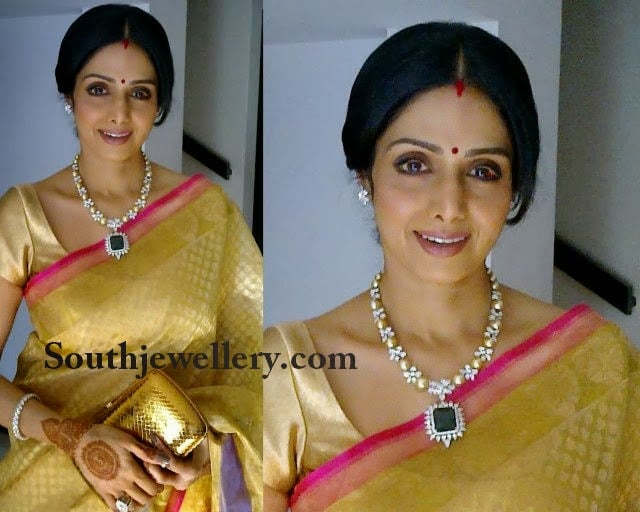 Sreedevi in Diamond Necklace - Indian Jewellery Designs