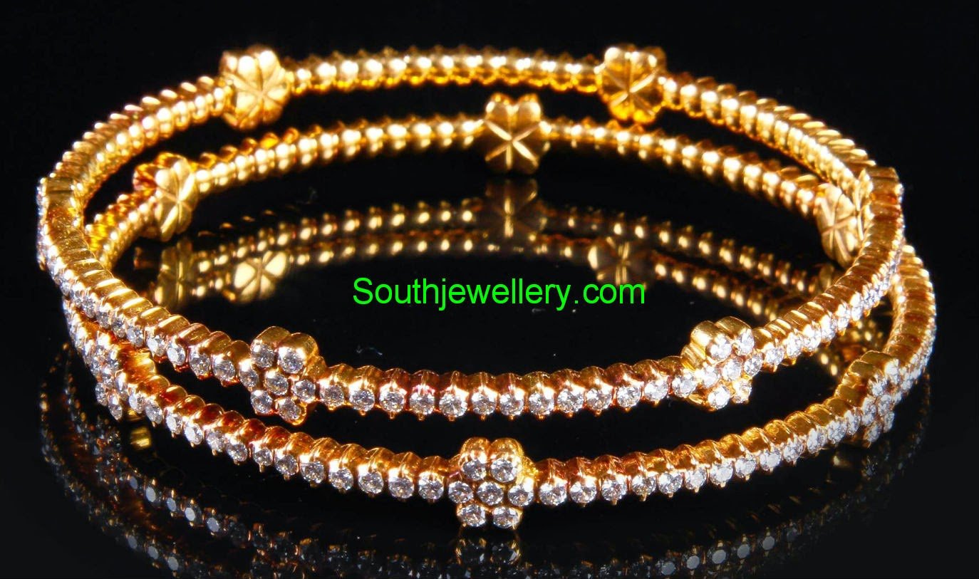 Floral Diamond Bangles Indian Jewellery Designs