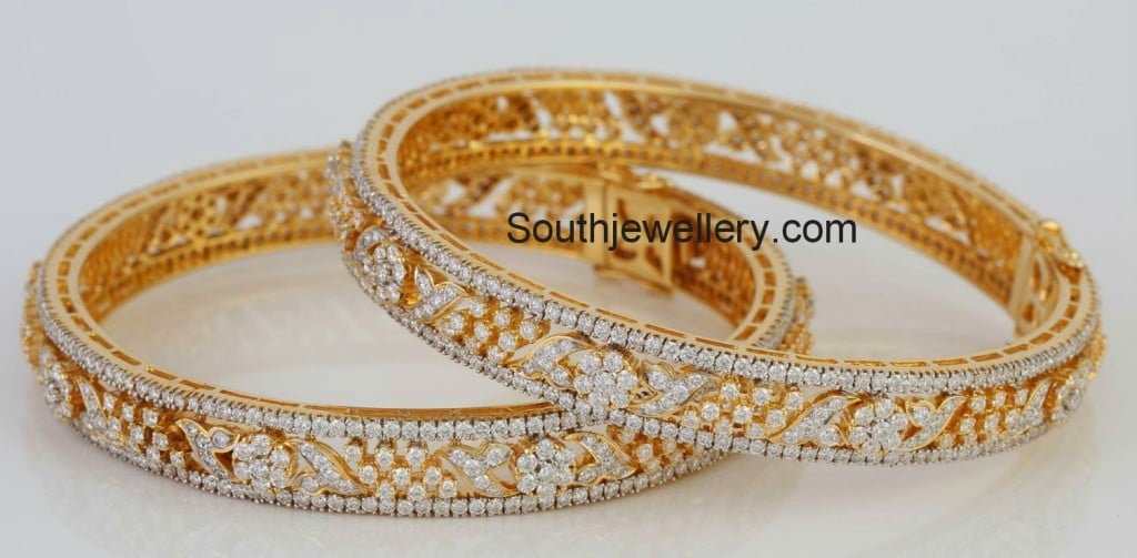 Glittering Diamond Bangles - Indian Jewellery Designs