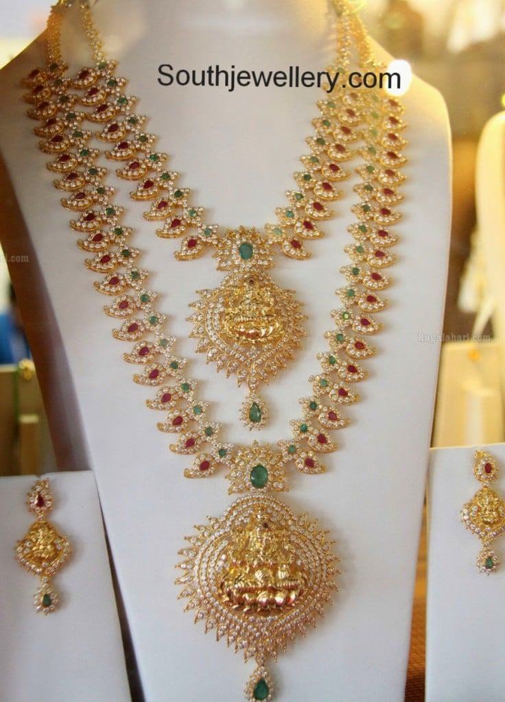 Cubic Zircon Mango Necklace Set - Indian Jewellery Designs