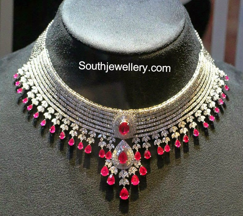 Spectacular Bridal Diamond Necklace Indian Jewellery Designs