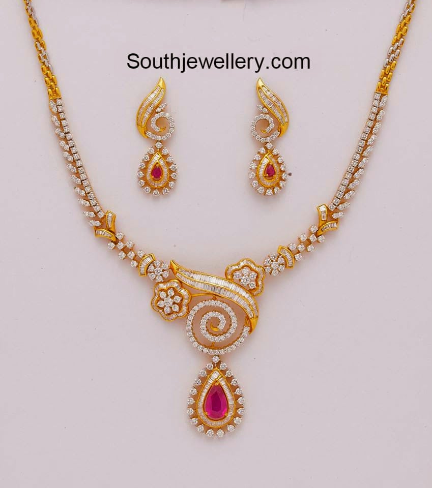 Simple Diamond Necklace - Jewellery Designs