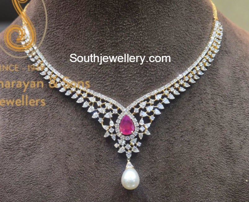 simple diamond necklace models