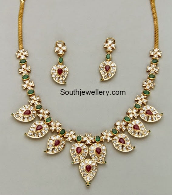 Simple Polki Mango Necklace - Indian Jewellery Designs