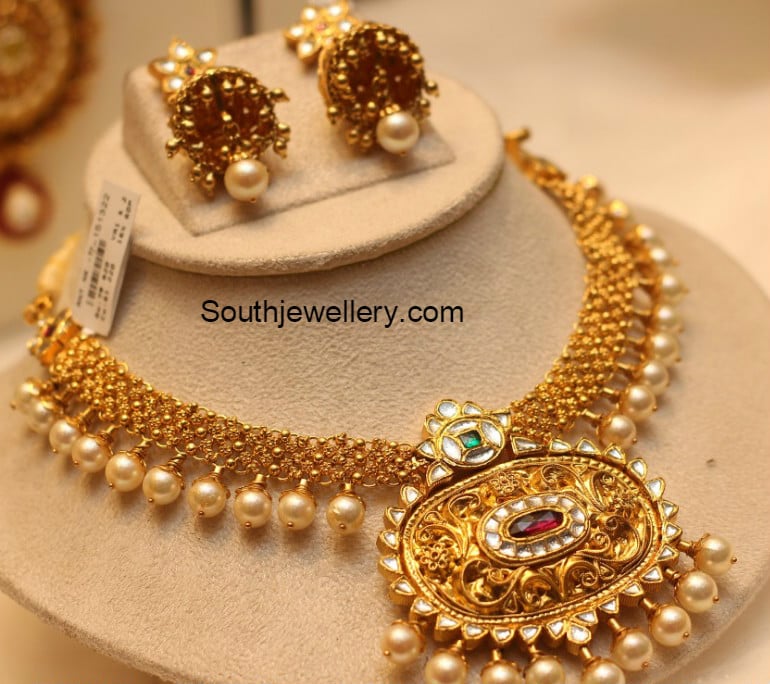 Nagas Gorgeous Bridal Temple Jewellery Antique Gold Necklace Designs  Catalogue Ravishing NL24313