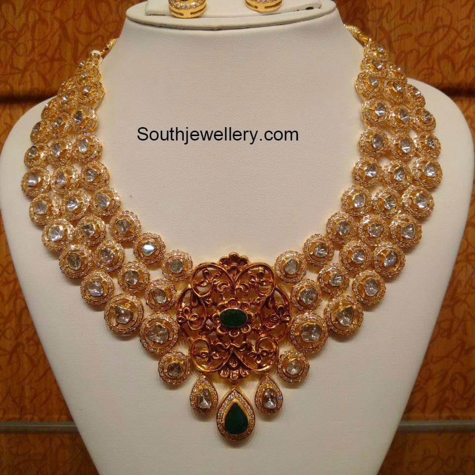 Antique Uncut and Polki Necklace Indian Jewellery Designs
