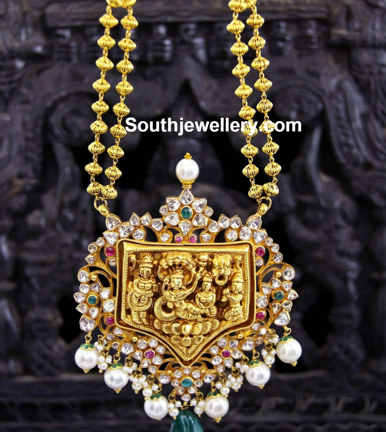 Gold Balls Necklace with Divine Pendant Jewellery Designs
