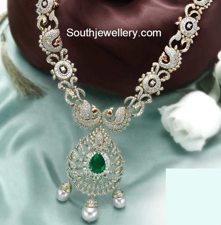 اطقم المعلم كرسكنديور الماس Peacock_diamond_necklace