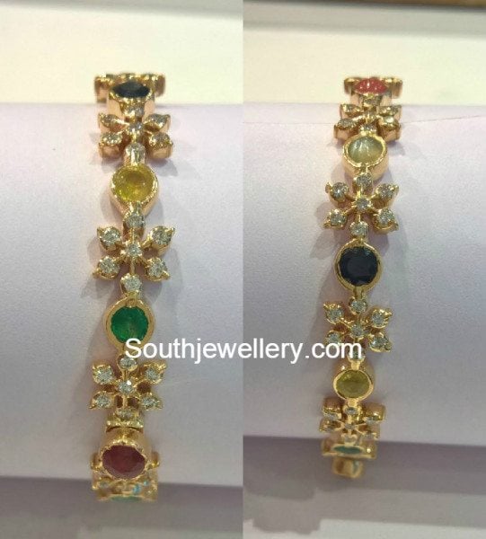 Diamond Navaratna Bangles Indian Jewellery Designs