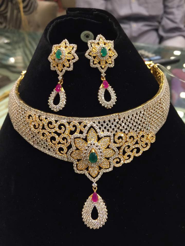 Diamond Necklace Set Jewellery Designs