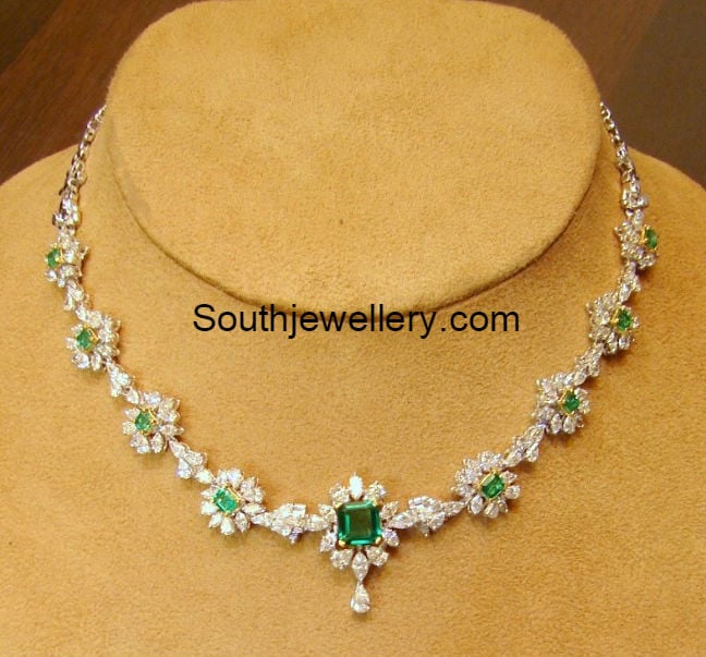 Simple Solitaire Diamond Necklace Jewellery Designs