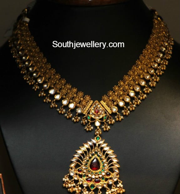 Antique Gold Kundan Necklace Indian Jewellery Designs