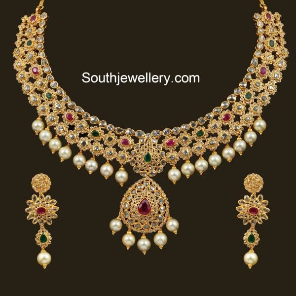 floral_uncut_diamond_necklace