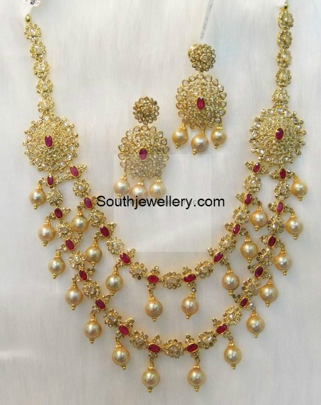 Double step gold necklace sales