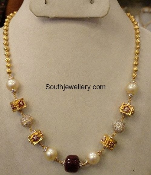 22K Gold Uncut Diamond Necklace Sets -Indian Gold Jewelry -Buy Online