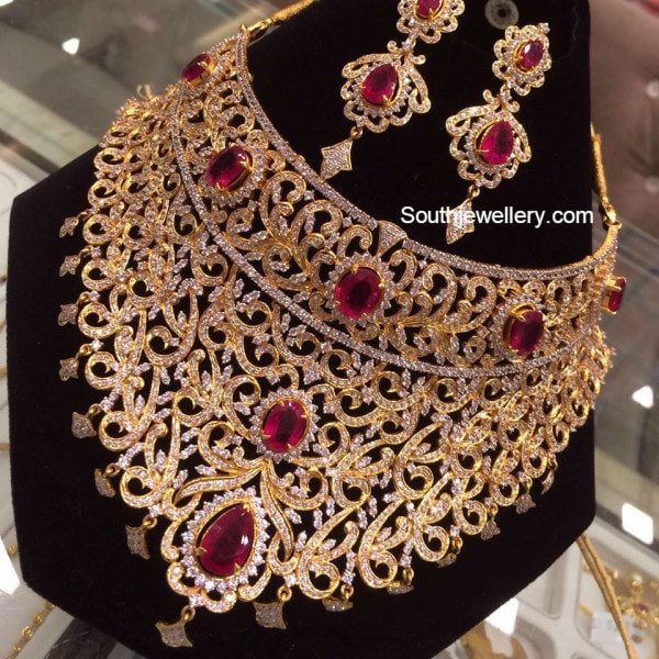 Diamond Imitation CZ Choker Indian Jewellery Designs
