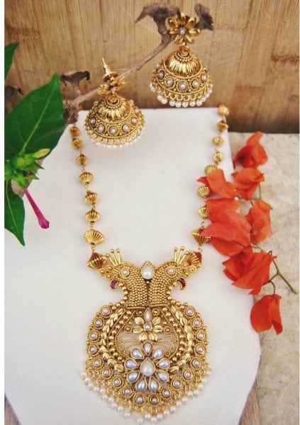 one gram gold peacock necklace