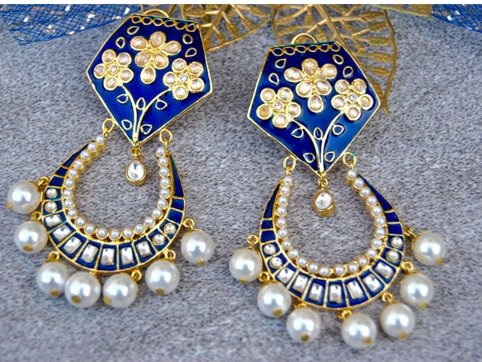 Buy Blue Earrings for Women by ZAVERI PEARLS Online | Ajio.com