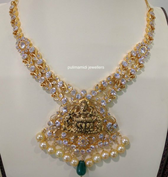 cz necklace lakshmi pendant