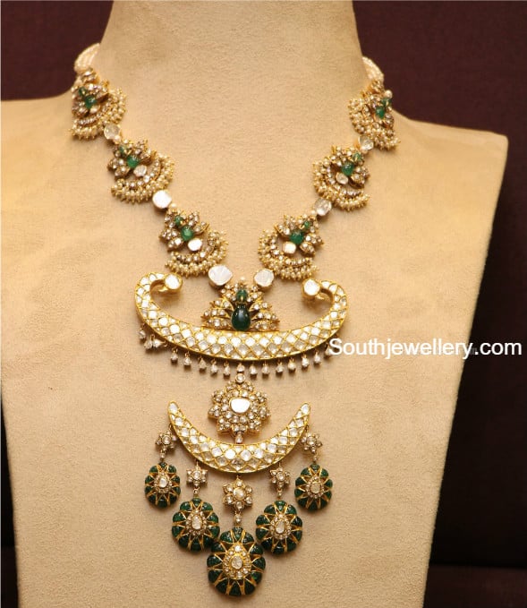 Diamond Necklace and Jhumkas Set - Jewellery Designs