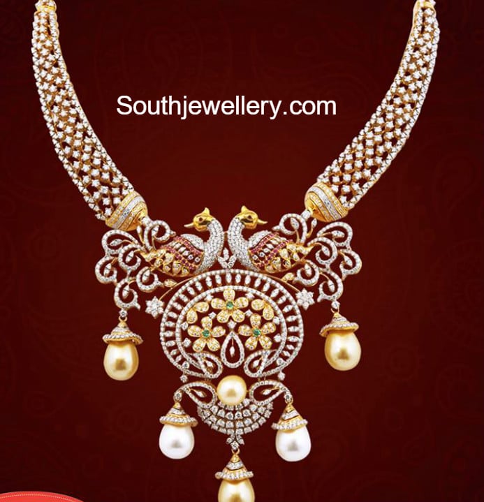 Peacock Diamond Necklace - Indian Jewellery Designs