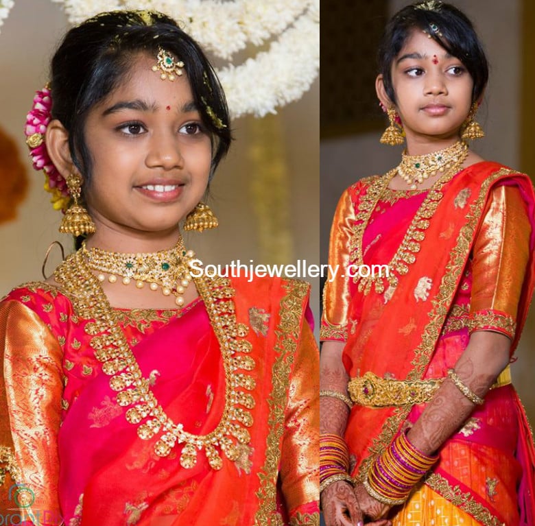 half saree matching jewellery