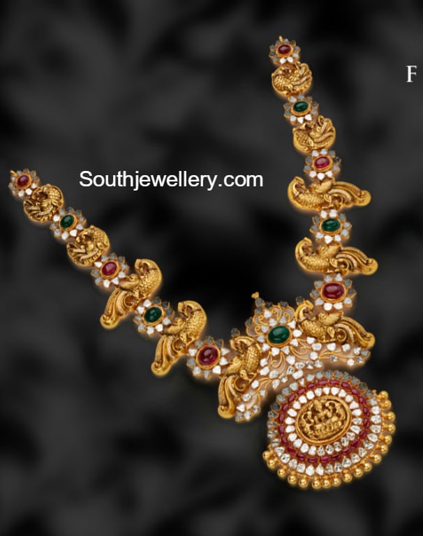 Peacock Flat Diamond Necklace Jewellery Designs