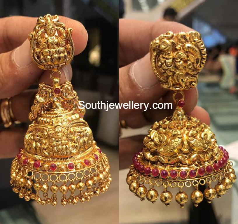 The Kanaka Silver Kempu Jhumka-Buy Antique Temple Jewellery Online — KO  Jewellery