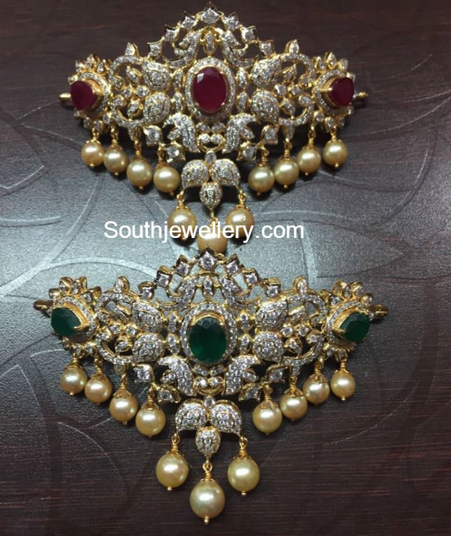 2 in 1 CZ Stones Choker plus Armlets - Indian Jewellery Designs