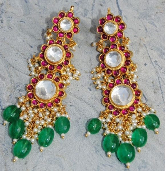 Kundan Pearl Earrings - Indian Jewellery Designs