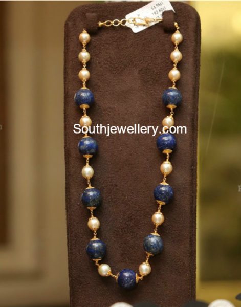 south sea pearls and sapphire beads mala