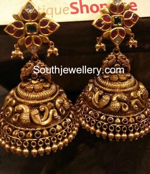 antique gold nakshi jhumkis