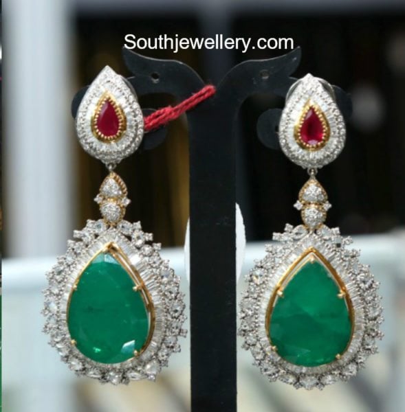 diamond emerald earrings