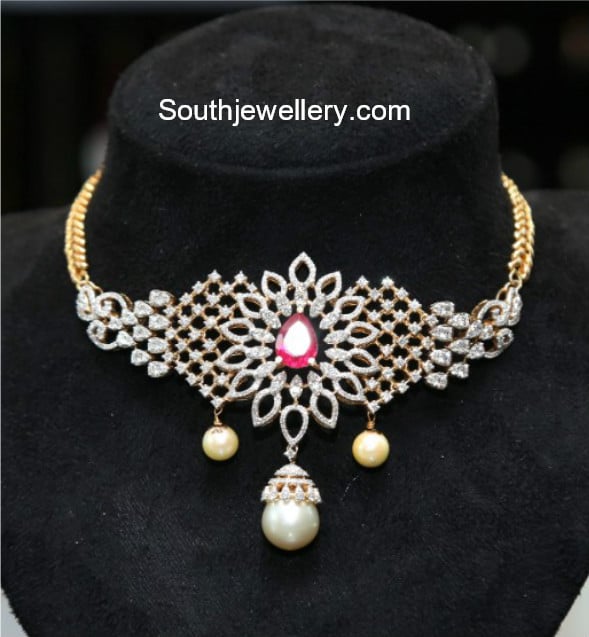 Designer Diamond Neck Choker | Gold fashion necklace, Bridal diamond  necklace, Choker necklace designs