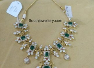 emerald polki diamond necklace