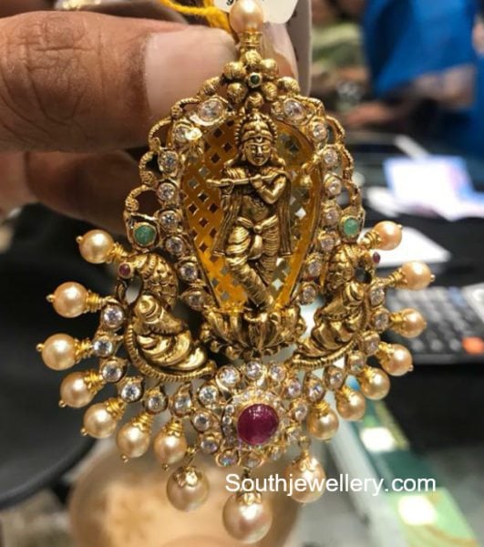 Lord Krishna Nakshi Pendant Indian Jewellery Designs