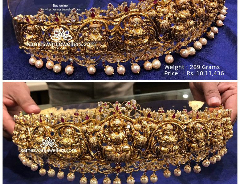 Light Weight Hip chain for Wedding Latest Gold Polished Vaddanam