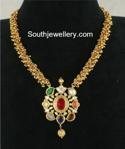 gold gajjalu muvvalu necklace