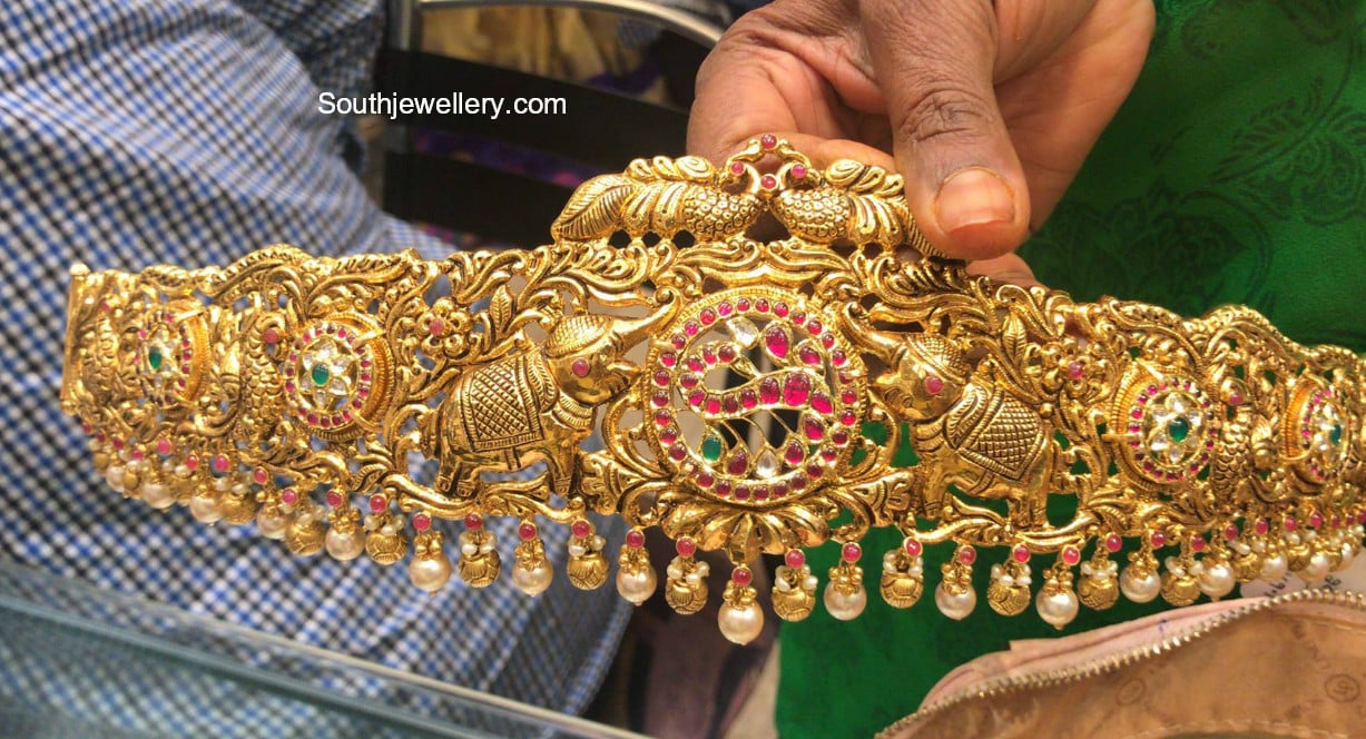 Antique Gold Nakshi Vaddanam - Indian Jewellery Designs