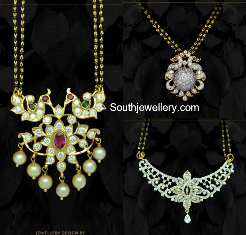 Black Beads Mangalsutra Chain Models Indian Jewellery Designs