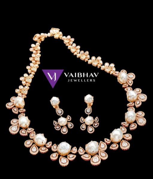 pearl diamond necklace 