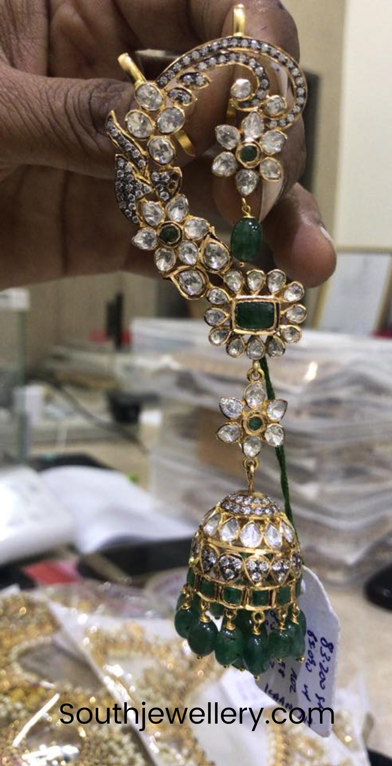 polki diamond jhumki designs indian jewellery designs diamond pendant set designs images