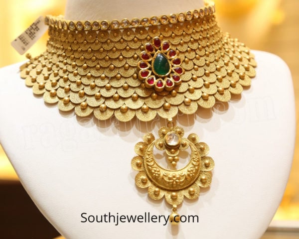 antique gold chokers by malabar gold and diamonds